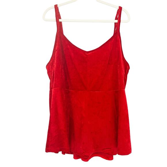 TORRID Womens Y2K Scoop Neck‎ Crushed Velvet Peplum Tank Top Size 3X Bright Red - Picture 2 of 8